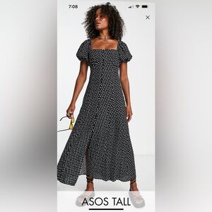 ASOS button up midi tea dress- polka dot- size 6